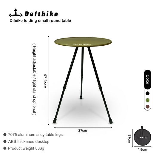 Defthike Portable Round Table – Foldable, Lightweight & Space-Saving for Outdoor Adventures